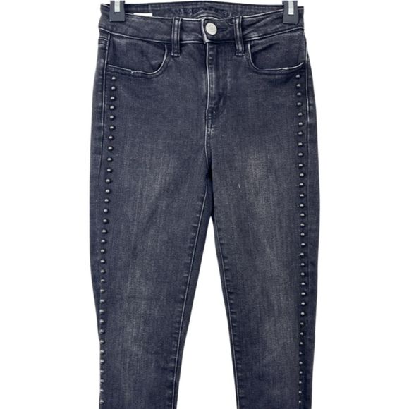 American Eagle Studded Trim Hi-Rise black Jegging Size 2 - Picture 2 of 10